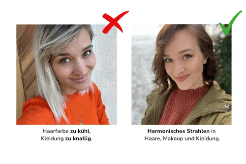 Kundin Moni vorher und nachher in ihren Farben